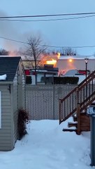 Entrepôt à sel de Sainte-Martine ravagé par les flammes