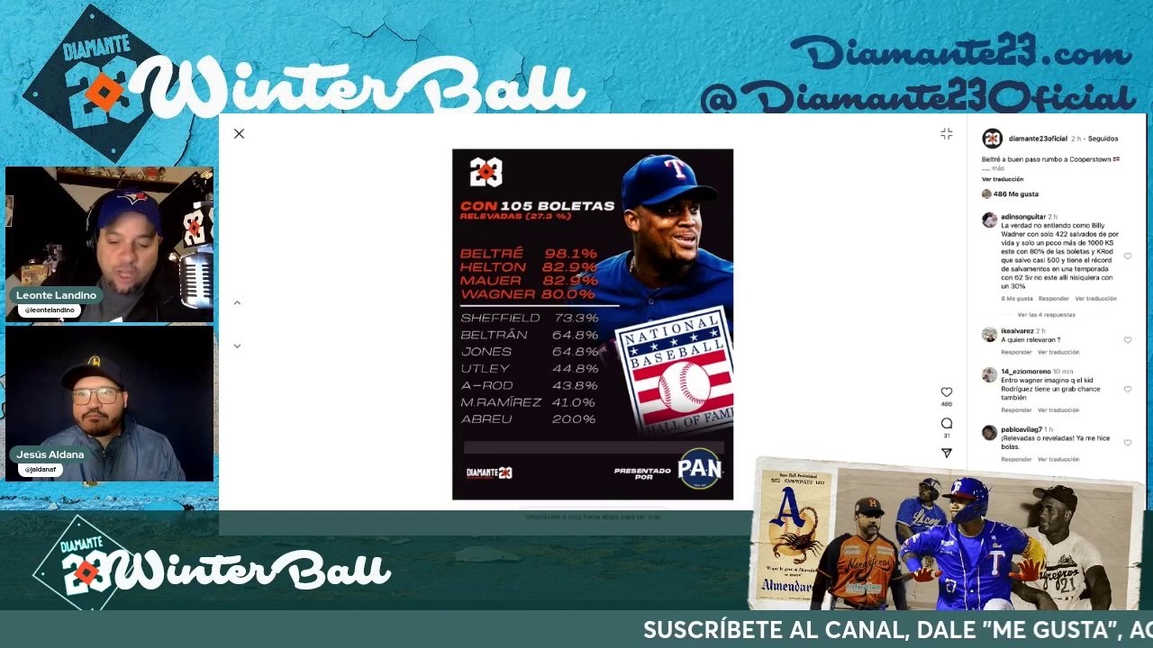 Así van Bob Abreu y Omar Vizquel en la boleta para el Salón de la Fama de Cooperstown.