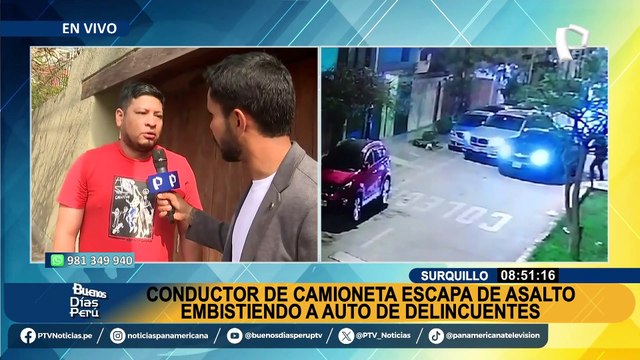 Conductor escapa de asalto embistiendo a delincuentes con su camioneta en Surquillo