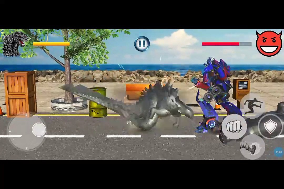 Godzilla vs dinosaur fighting,3D animation, Android phone gameplay