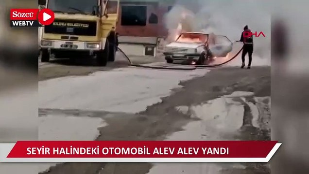 Seyir halindeki otomobil alev alev yandı