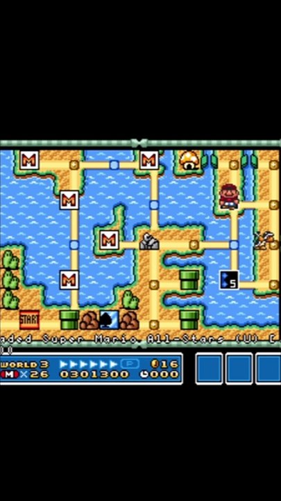Super Mario Bros 3 Mundo 3 Nível 4 all Stars snes nintendo