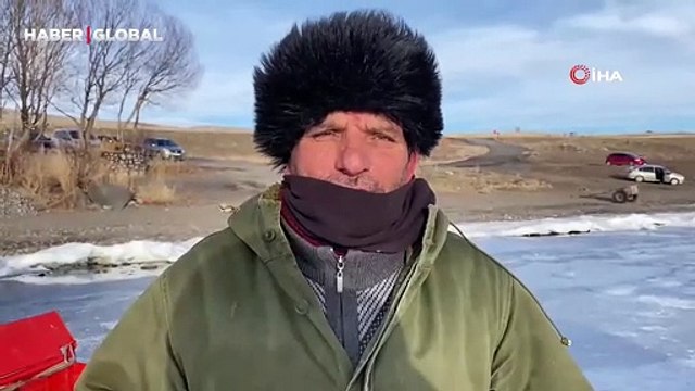 Çıldır Gölü’nde atlı kızak keyfi başladı