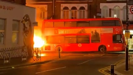 Watch: Moment double-decker bus bursts into flames during London rush hour