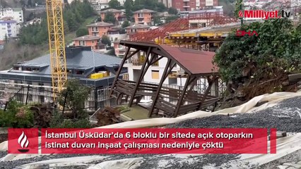 Üsküdar'da istinat duvarı çöktü! 4 katlı bina boşaltıldı