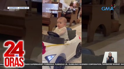 Bata, sakay ng remote-controlled car papuntang altar sa kasal ng mga magulang niya | 24 Oras