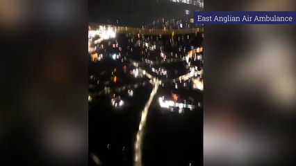 Laser shone at air ambulance attending emergency