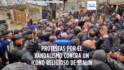 Georgia | Defensores de Stalin protestan contra la agresión a un icono religioso