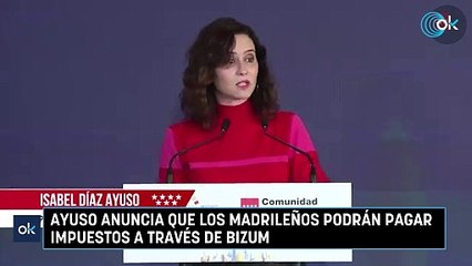 Ayuso anuncia que los madrileños podrán pagar impuestos a través de Bizum