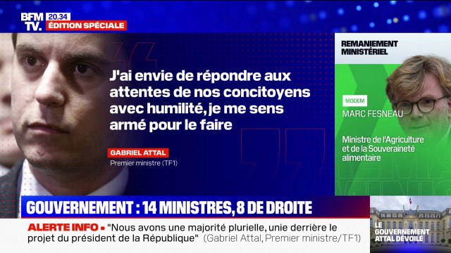 Remaniement: Gabriel Attal évoque une responsabilité exceptionnelle à l'âge qui est le [sien]