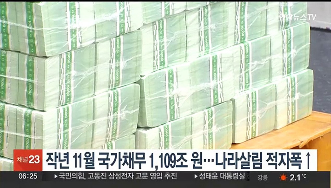 작년 11월 국가채무 1,109조원…나라살림 적자폭↑