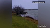 Structure carried away by Maine coastal flooding