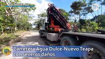 Carretera Agua Dulce-Nuevo Teapa con severos daños pese a ser vía alterna a la Costera del Golfo