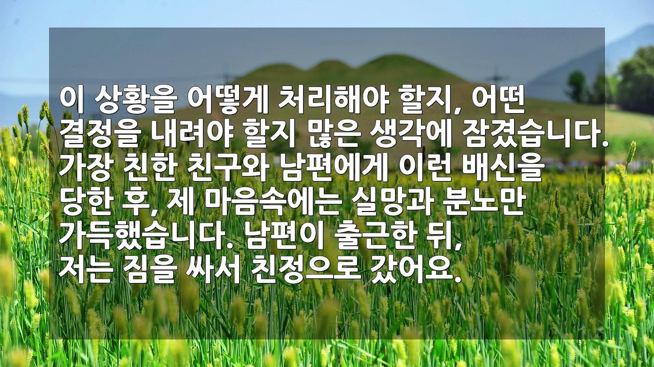 남편과 바람핀 친구와의 드라마 같은 대결! 시부모님도 나를 탓하다니, 냉정하게 한 방 날려 이혼 선언