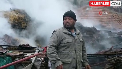 Kırıkkale'de ahır ve samanlık yangını