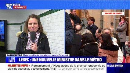 "Je m'organise pour être à l'heure": la ministre Marie Lebec dans le métro avant sa passation avec Franck Riester