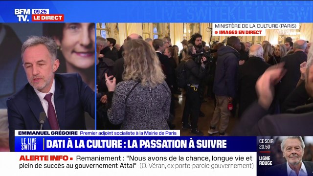 Rachida Dati, ministre de la Culture: Je suis très soulagé d'avoir moins à la côtoyer affirme Emmanuel Grégoire, premier adjoint à la mairie de Paris
