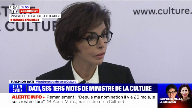 Remaniement: Je suis très fière mais aussi très émue d'avoir été nommée affirme Rachida Dati, nouvelle ministre de la Culture