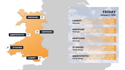 North Wales weather forecast 12 January