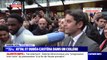 Mégaphone à la main et selfie: Gabriel Attal échange avec des collégiens lors d'une visite dans les Yvelines avec Amélie Oudéa-Castéra
