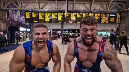 BBC Gladiators: Giant and Steel visit Sheffield train station ahead of show launch