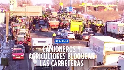 Download Video: Camioneros y agricultores bloquen las carreteras de Rumanía para presionar al Gobierno