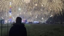 Skyline is filled with sparks as the New Year's Firework takes place