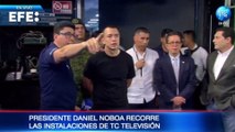 Daniel Noboa visita el canal de televisión de Ecuador que sufrió asalto armado