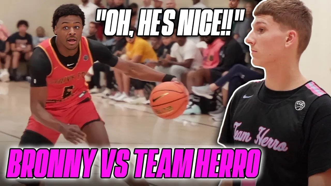 Bronny James vs Tyler Herro's EYBL Team!! Gets Busy at Peach Jame w/ CP3 Watching