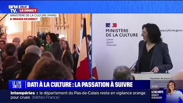 Passation de pouvoir au ministère de la Culture, images diffusées sur BFMTV.