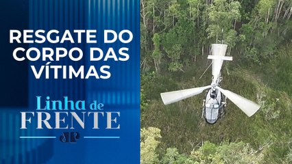Três bombeiros chegam ao local que helicóptero foi encontrado em Paraibuna | LINHA DE FRENTE
