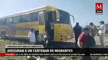 Más de 100 migrantes fueron rescatados de un autobús en la autopista Veracruz-Puebla