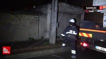 Samsun'da çatıdan kopan çanak anten, elektrik telini kopardı