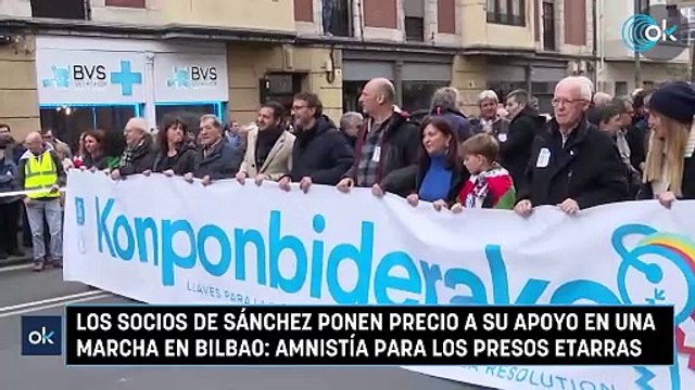Los socios de Sánchez ponen precio a su apoyo en una marcha en Bilbao: amnistía para los presos etarras