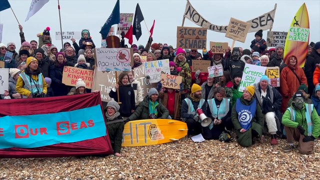 Watch as campaigners gather for Stop Southwick Sewage dumping protest