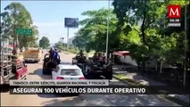 En Tabasco, aseguran 100 vehículos durante operativo