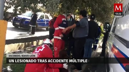 Accidente múltiple deja una motocicleta incendiada; conductor presenta quemaduras