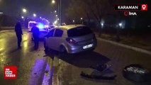 Karaman’da kontrolden çıkan otomobil aydınlatma direğine çarptı