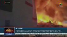 Russia reports heavy fire in St. Petersburg warehouse