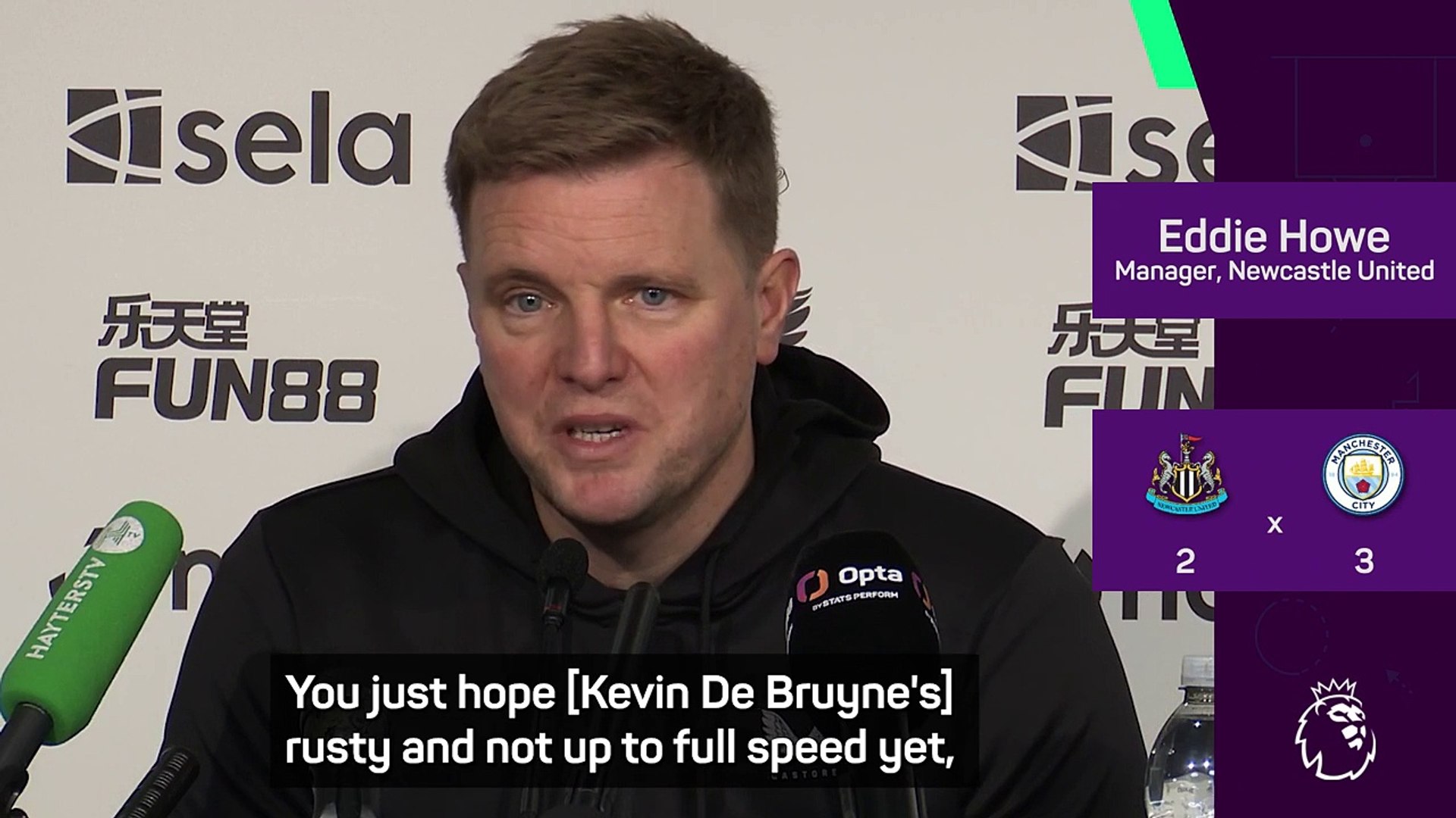 Howe hoped De Bruyne was rusty ahead of Premier League return