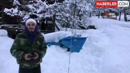 Kar nedeniyle yollar kapanınca market alışverişlerini dronla yaptı