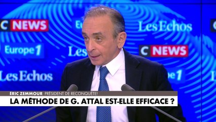 Eric Zemmour, au sujet du Premier ministre Gabriel Attal :  «Est-ce qu’il a un bilan? Non. Le seul bilan qu’il ait, c’est l’interdiction du port de l’abaya»