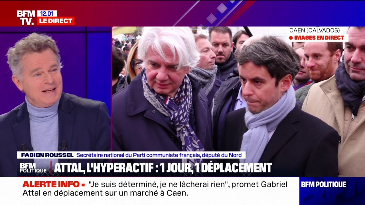 "Il va finir par donner le tournis aux Français": Fabien Roussel réagit aux déplacements de Gabriel Attal