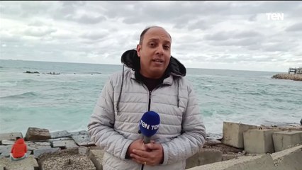 من أمام البحر.. تغطية نوة الفيضة الكبري بمحافظة الإسكندرية