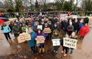 A large crowd gather in Tettenhall to protest about the proposed traffic measures.