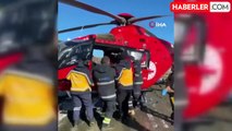Elektrik akımına yakalanan vatandaşın yardımına ambulans helikopter yetişti