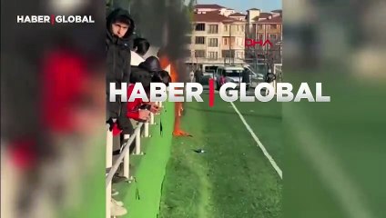Karabük'te U16 maçında tribünde yangın çıktı
