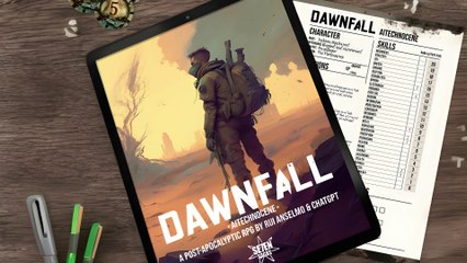 DAWNFALL: AITECHNOCENE is a post-apocalyptic diceless TTRPG into a world devastated by an AI system