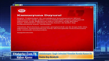 0.1 TaAntalyaspor: Sagiv Jehezkel Yönetim Kurulu Kararı ile Kadro Dışı Bırakıldım Ekran