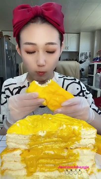 #13 Desserts mukbang/ASMR || Custard dessert set || crepe cake, towel roll crepe cake